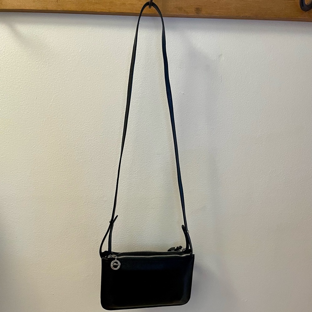 Longchamp black leather crossbody